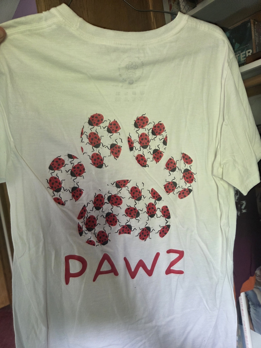 PAWZ White Tee with Red Ladybug Paw Print Graphic
